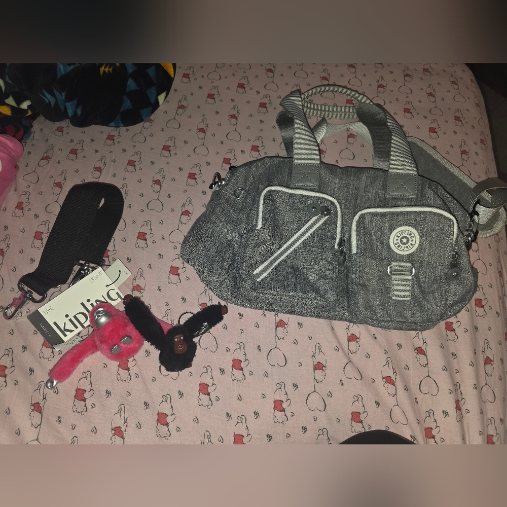 Kipling Charcoal Handbag with Dual Straps